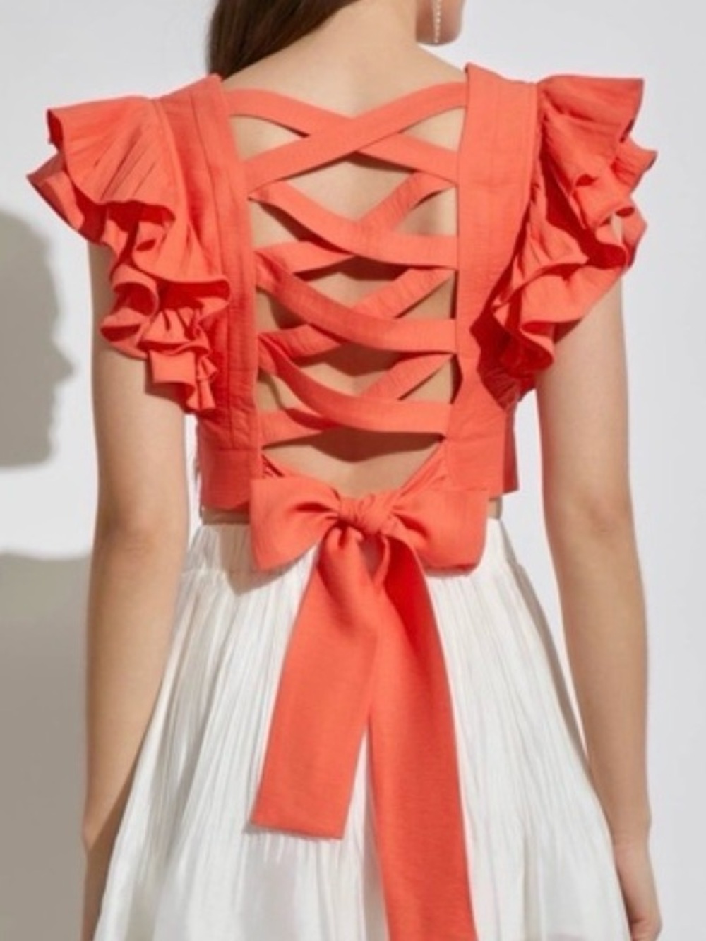 DO+BE Coral Sleeveless Crop Top with Smocked Waist